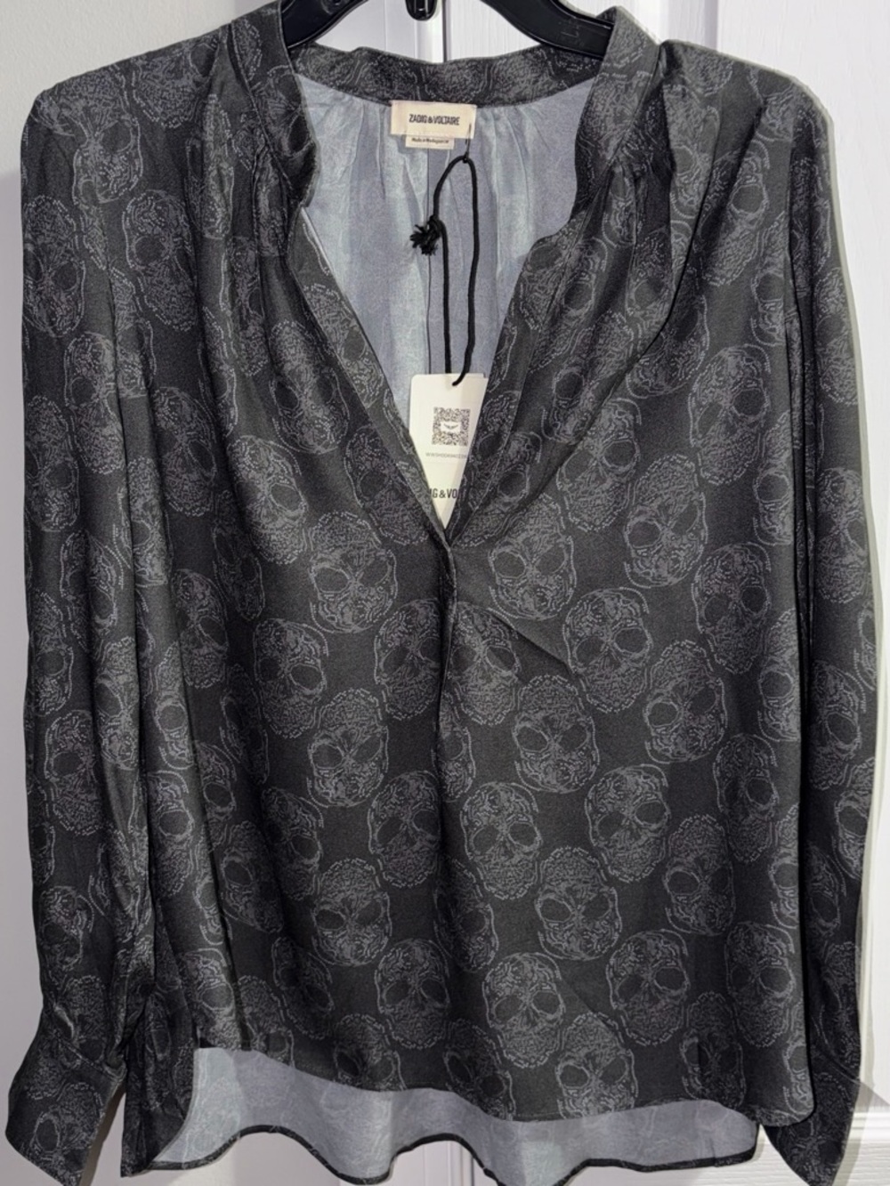 Zadig & Voltaire TINK AO Skull Print Blouse Anthracite